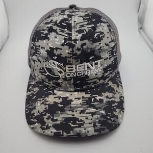 Bent On Chrome Hat Cap Snap Back Mens Gray Black Camo Trucker Mesh Embroidered